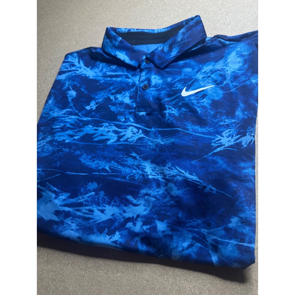 Nike Dri-FIT Golf Polo Blue Abstract Print Laguna Beach Golf Ranch Mens Large